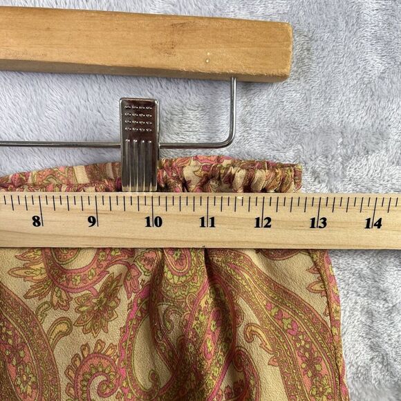 Finity Naturals 100% Silk Boho Skirt Midi Length Size 4 Paisley Yellow/Pink - Picture 13 of 14